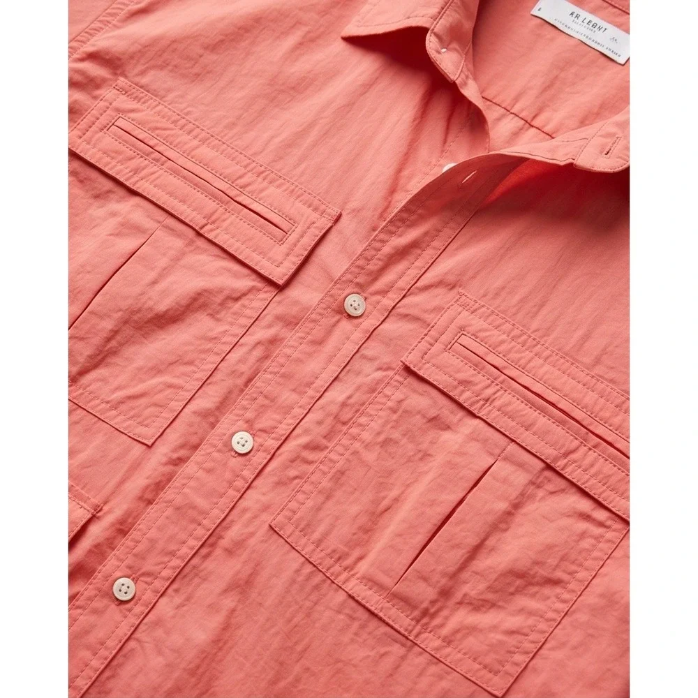 Banana Republic S BR Sport Men Nylon Utility‎ Shirt Coral Pink Small NWT RV $95